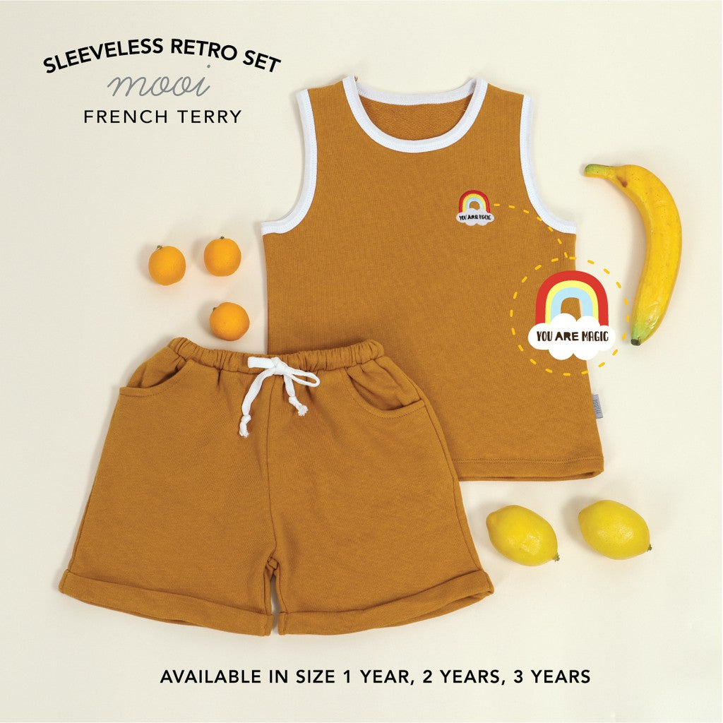 Mooi Setelan Anak Kaos Tshirt Sleeveless Retro Set