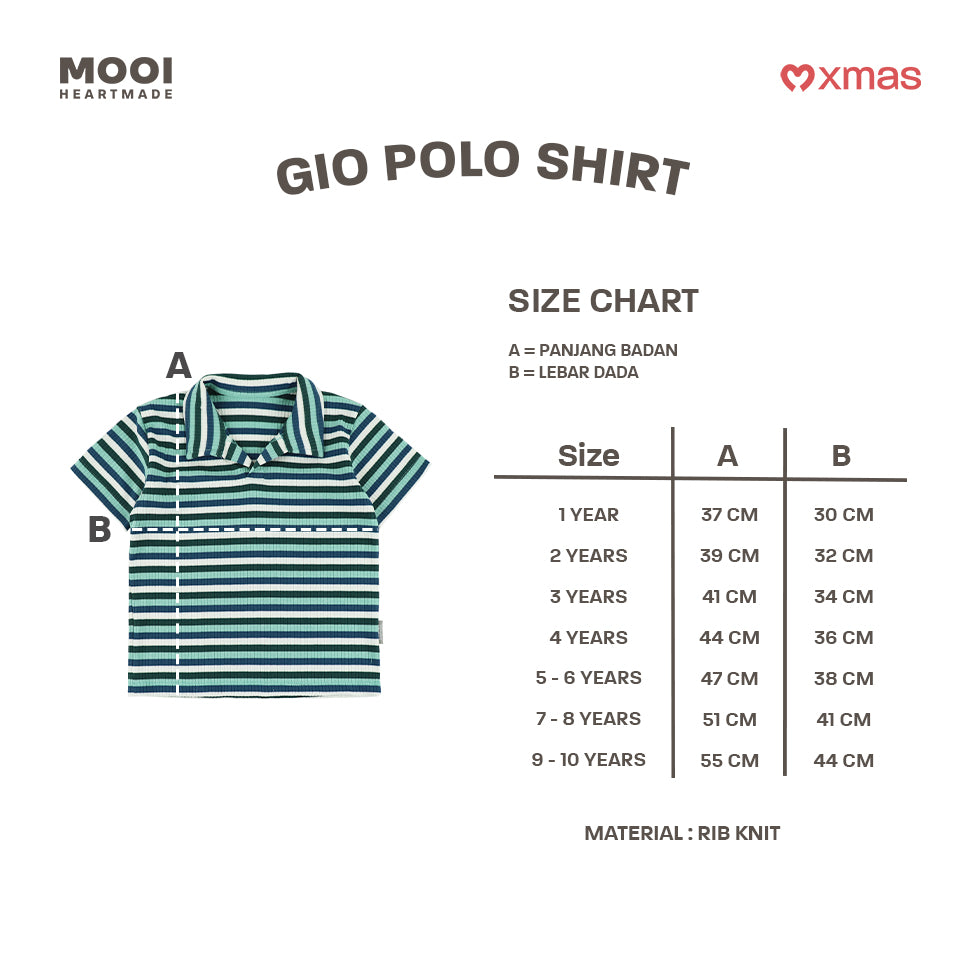 Mooi Kemeja Anak Laki - Laki Christmas Collection Gio Polo Shirt