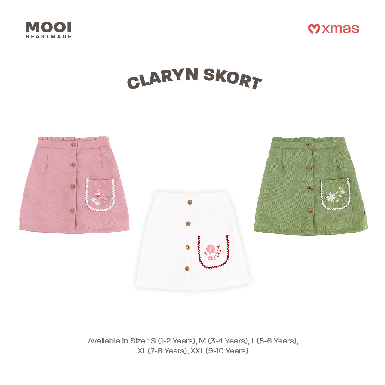 Mooi Rok Celana Skort Anak Perempuan Christmas Collection Claryn Skort Pants