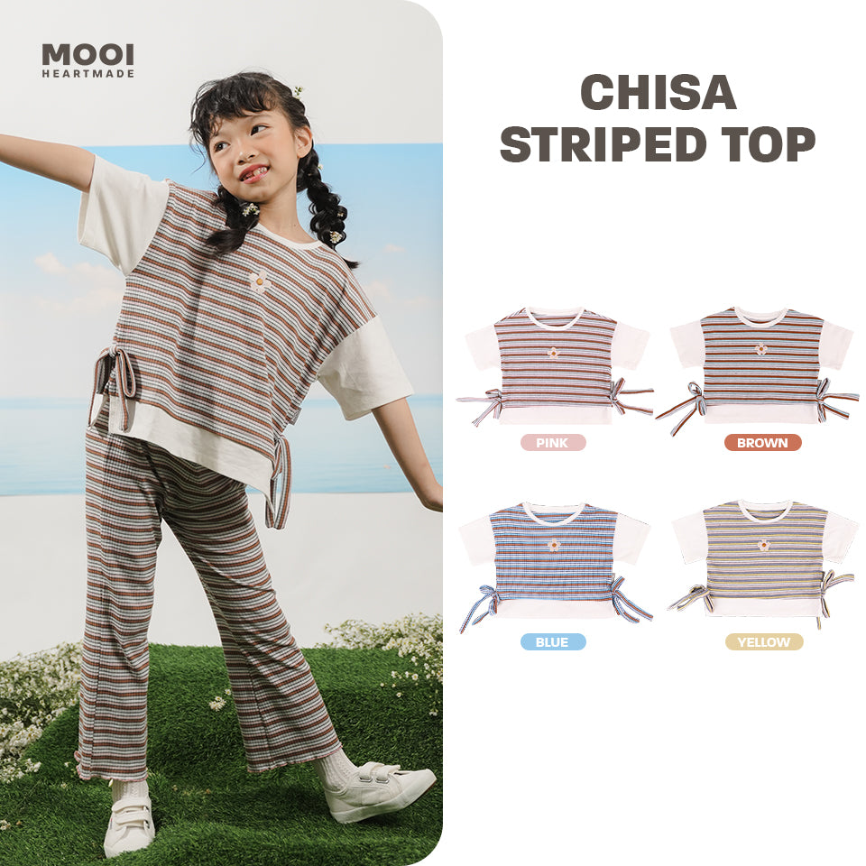 Mooi Atasan Anak Perempuan Chisa Rib Striped Tee