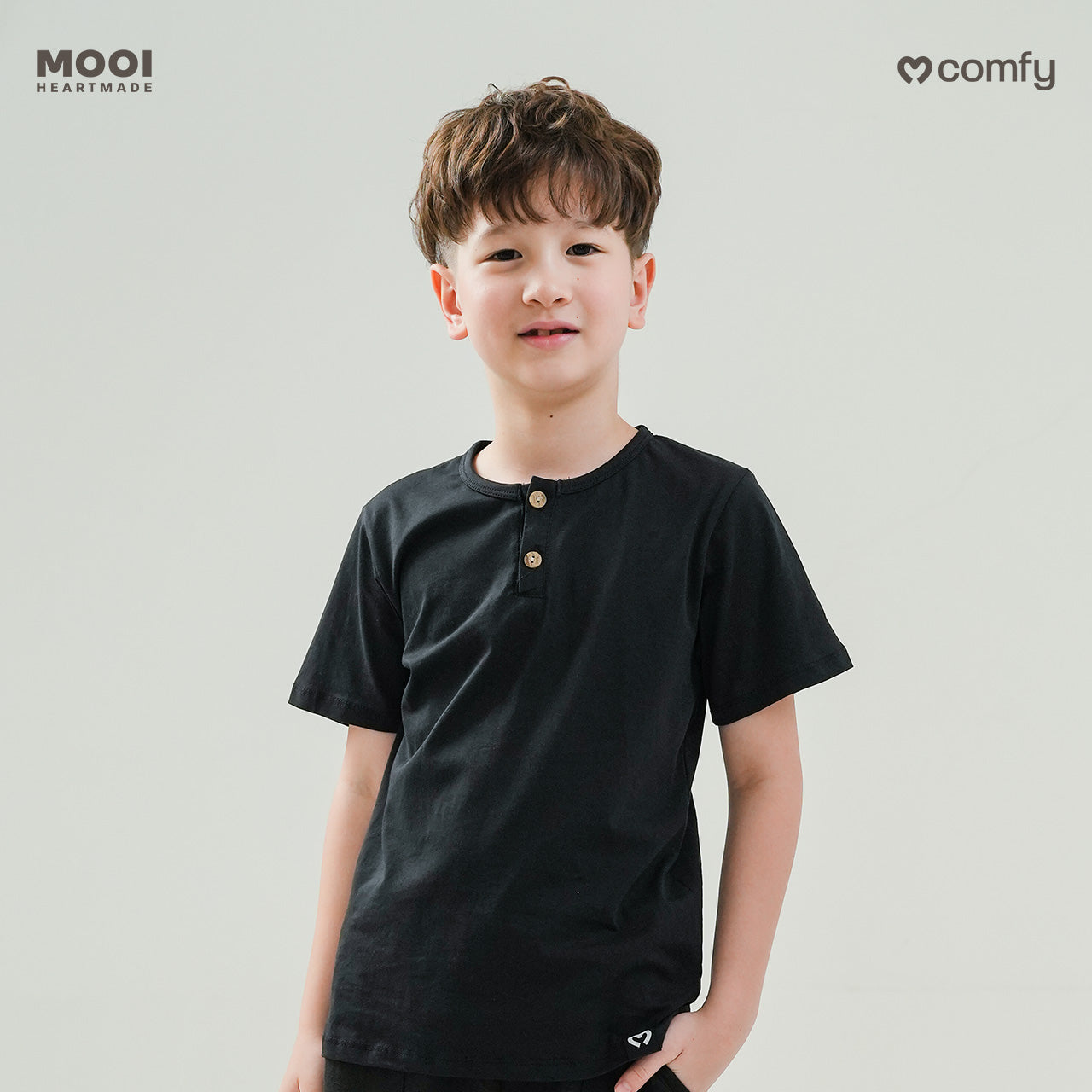 Mooi Kaos Anak Laki-Laki Comfy Button Tshirt