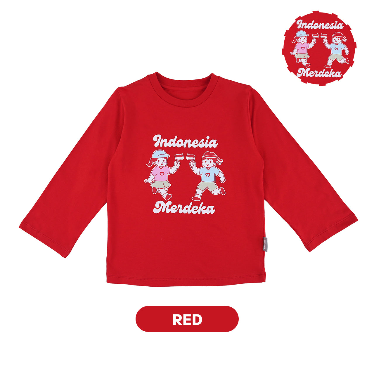 Mooi Merdeka Kaos Kemerdekaan 17 Agustus T-shirt Anak Merdeka Long Sleeve Tee Indonesia Merdeka