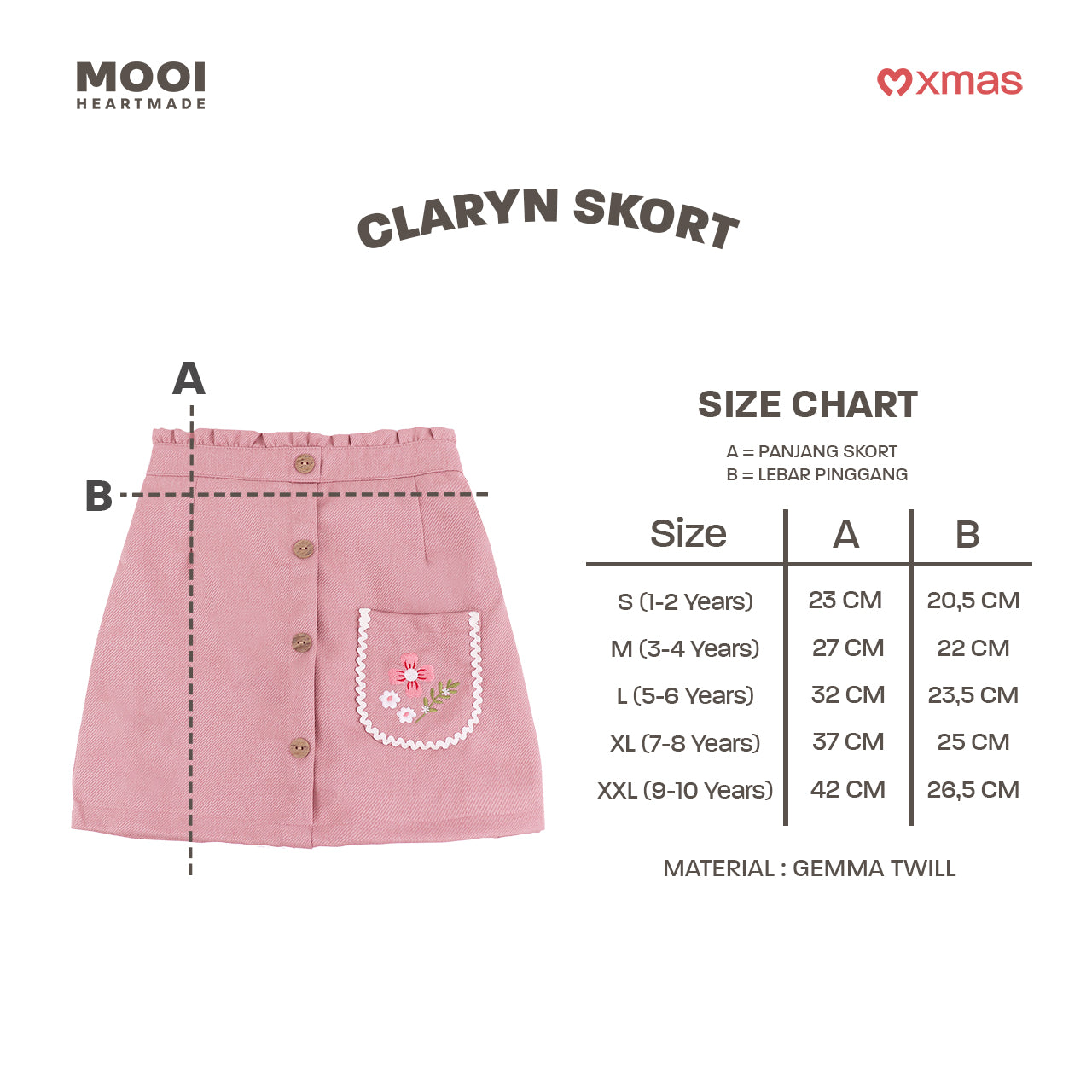 Mooi Rok Celana Skort Anak Perempuan Christmas Collection Claryn Skort Pants