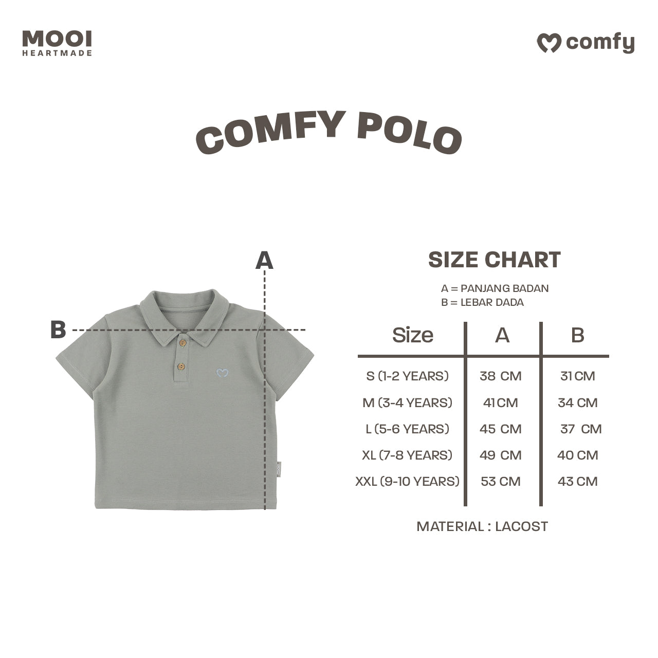 Mooi Kemeja Anak Laki-Laki Comfy Polo Basic
