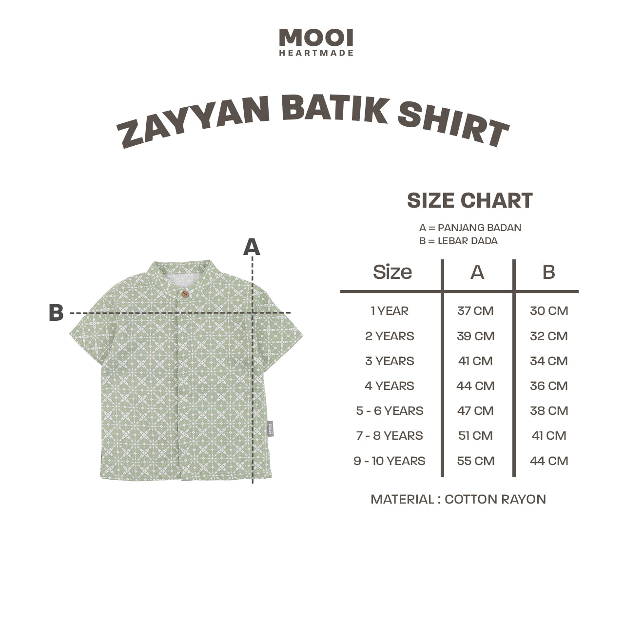 Mooi Atasan Batik Kemeja Anak Laki-Laki Zayyan Batik Shirt