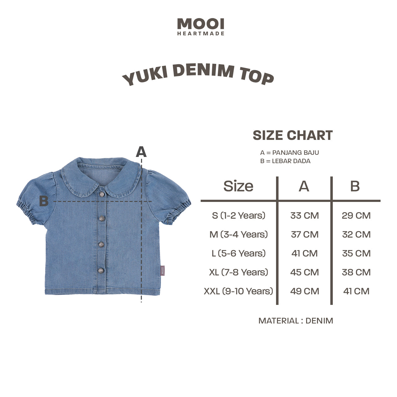 Mooi Kemeja Jeans Anak Yuki Denim Top