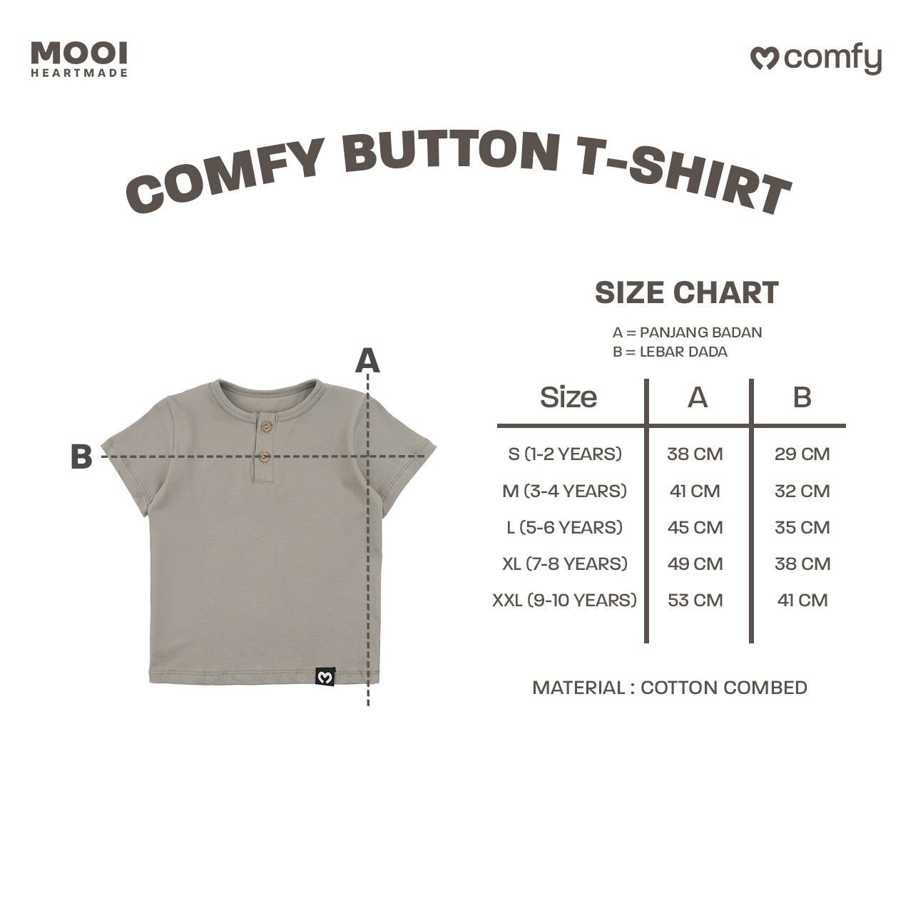 Mooi Kaos Anak Laki-Laki Comfy Button Tshirt