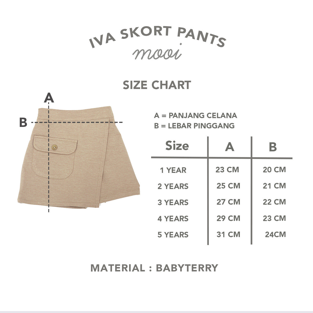 Mooi Rok Celana Skort Anak Perempuan Iva Skort Pants V.1