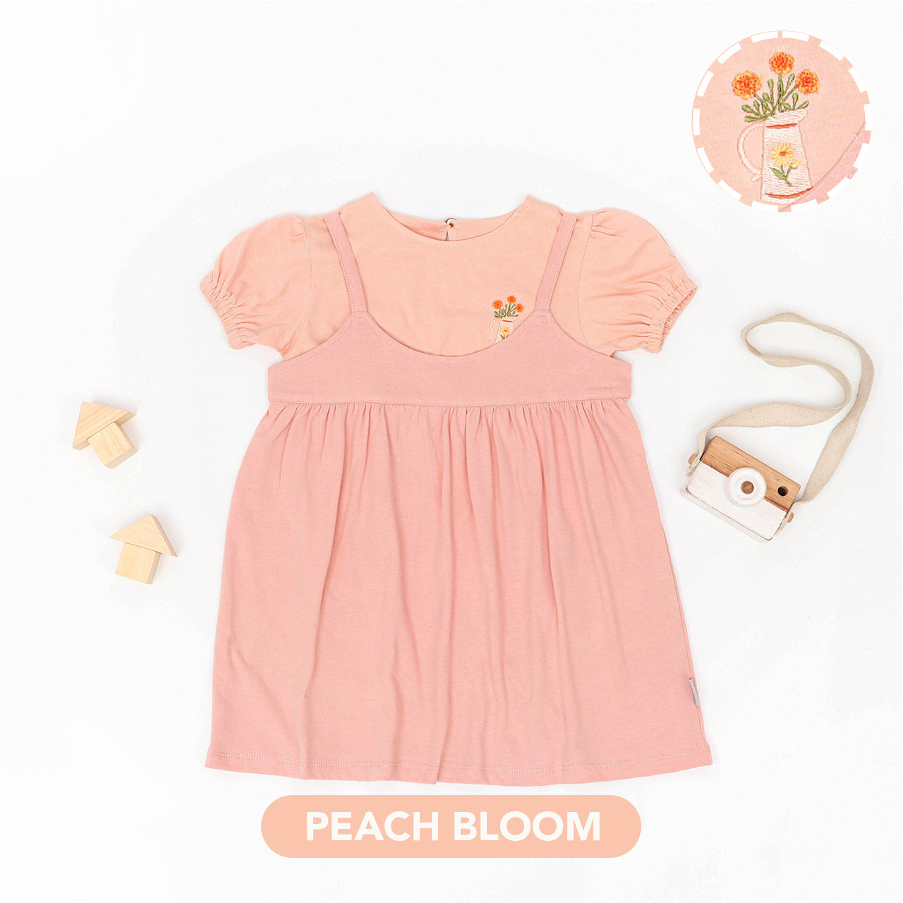 Mooi Dress Anak Perempuan Overall Dress Set