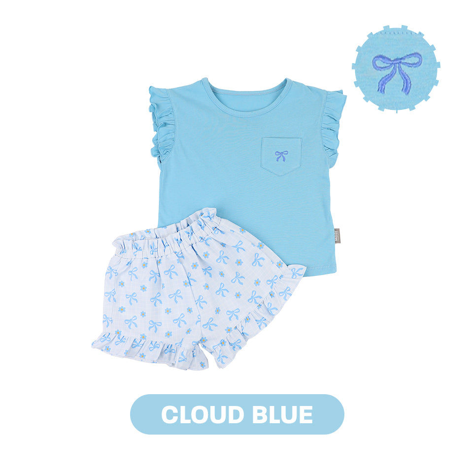 Mooi Setelan Anak Perempuan Ruffle Pocket Tee