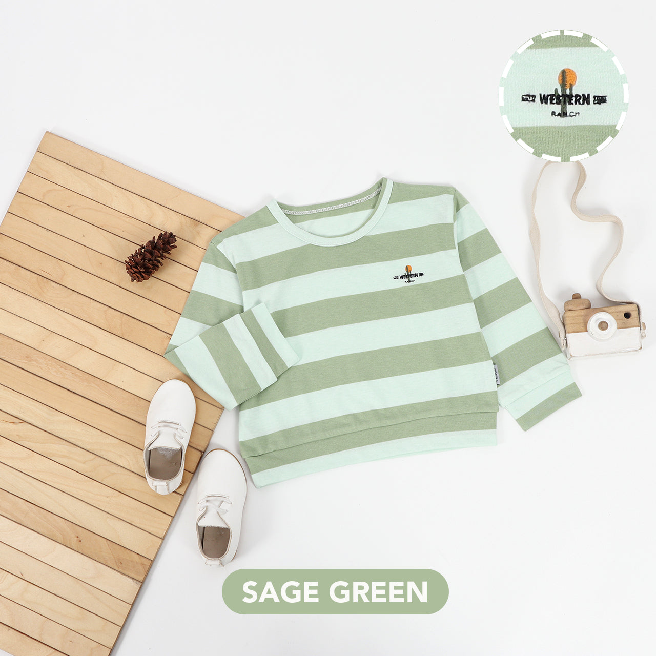 Mooi Kaos Anak Lengan Panjang Barrel Striped Top