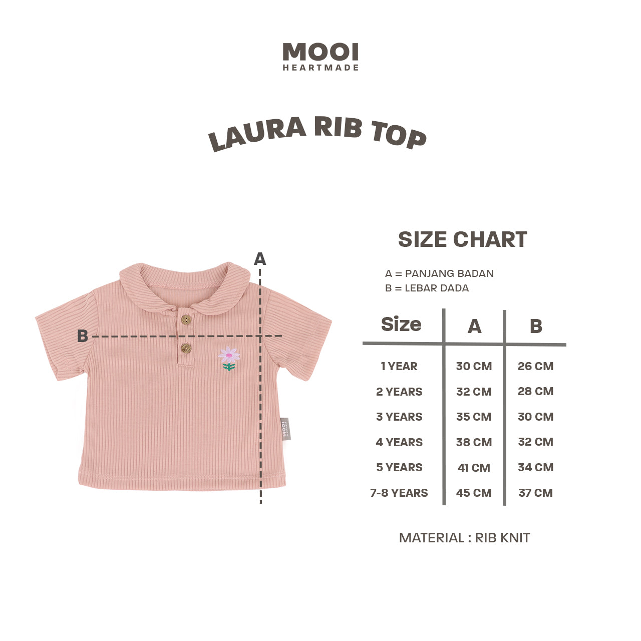 Mooi Atasan Anak Perempuan Laura Rib Top