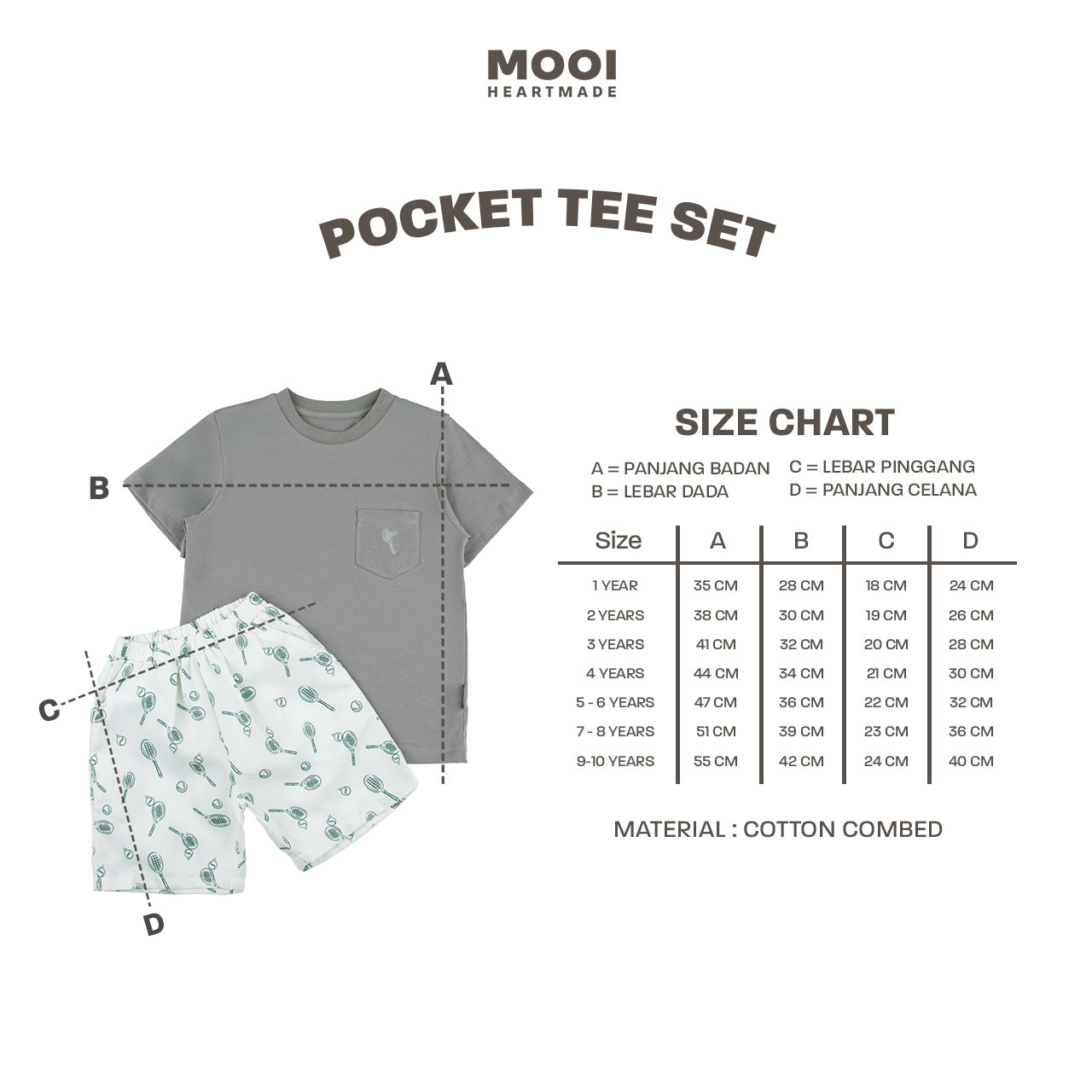 Mooi Setelan Anak Kaos Anak Tshirt Pocket Tee Set