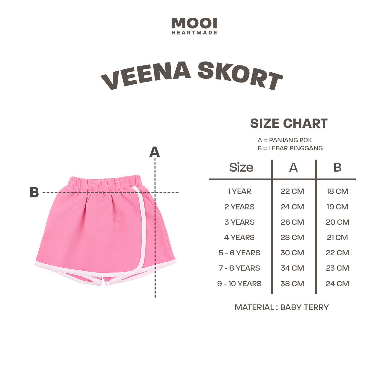 Mooi Rok Celana Skort Anak Perempuan Veena Skort