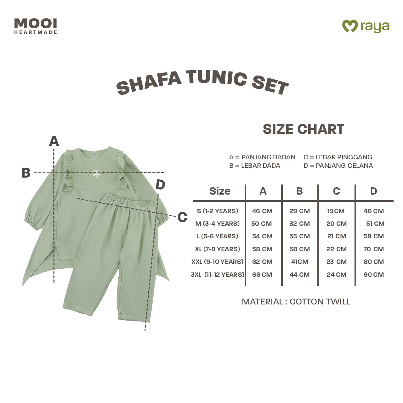 Mooi Setelan Anak Perempuan Shafa Tunik Set