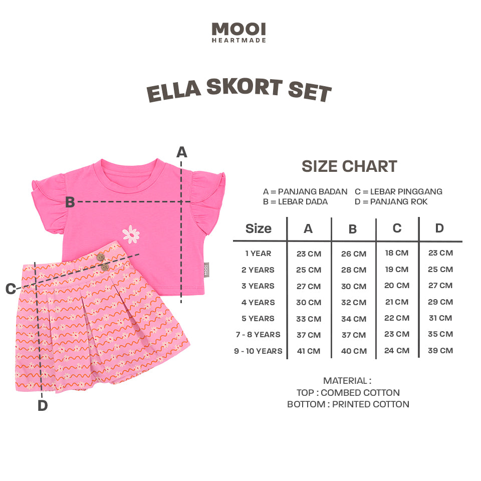 Mooi Setelan Anak Perempuan Ella Skort Set