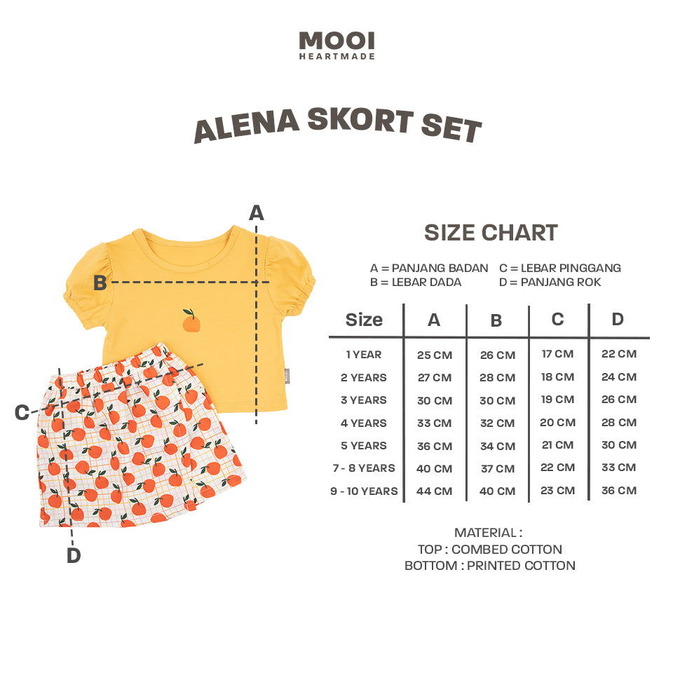 Mooi Setelan Anak Perempuan Alena Skort Set