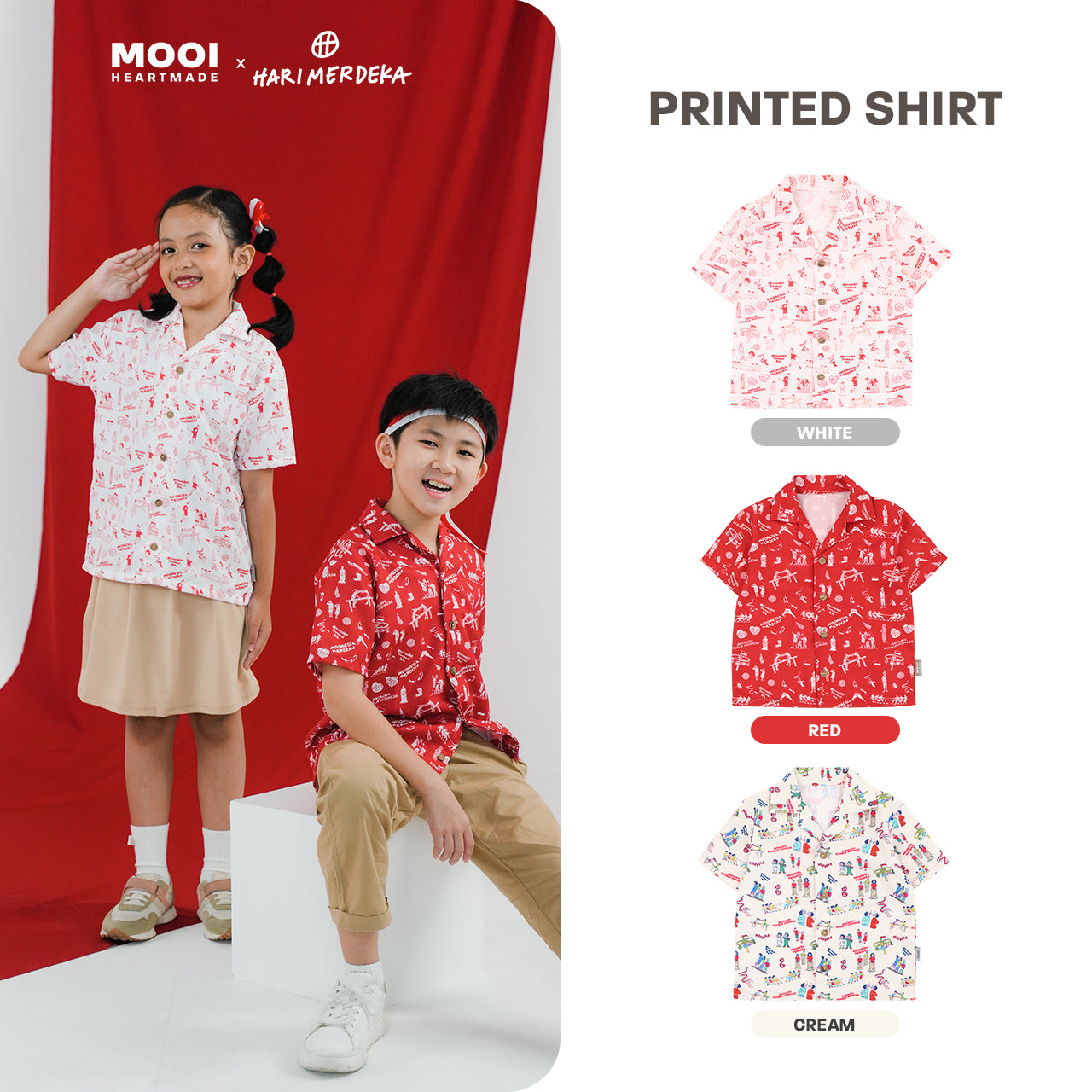 Mooi x Hari Merdeka Kaos Kemerdekaan Kemeja Anak Printed Shirt