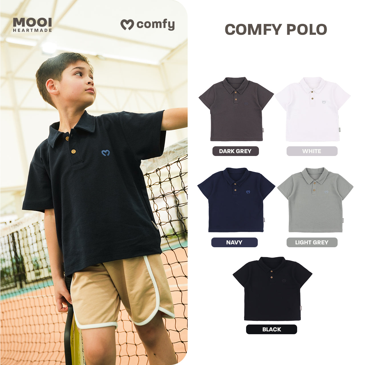Mooi Kemeja Anak Laki-Laki Comfy Polo Basic