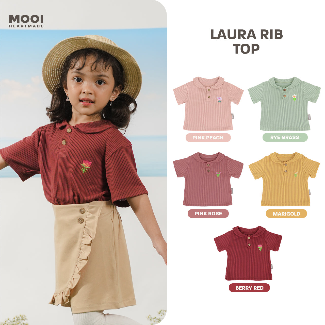 Mooi Atasan Anak Perempuan Laura Rib Top