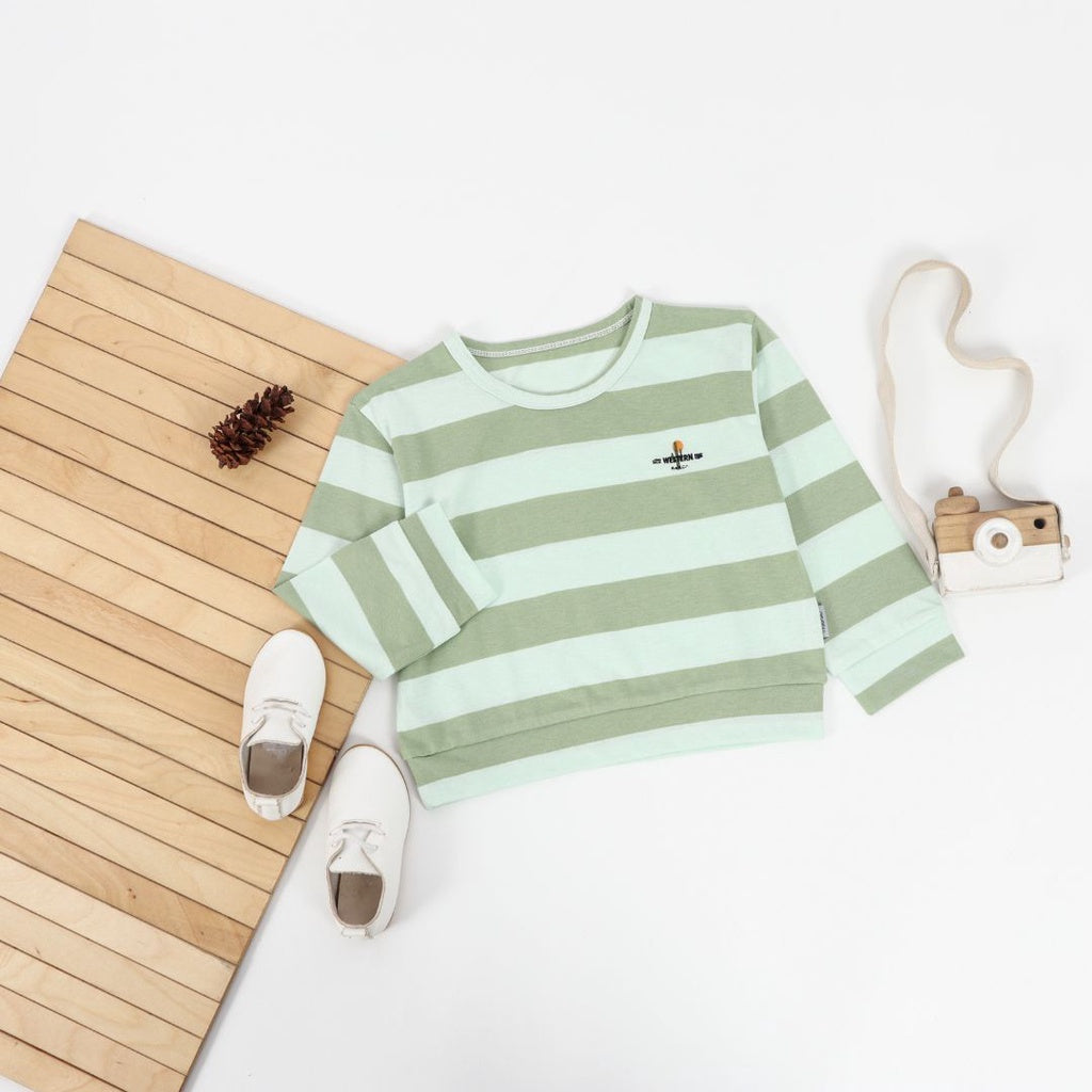 Mooi Kaos Anak Lengan Panjang Barrel Striped Top