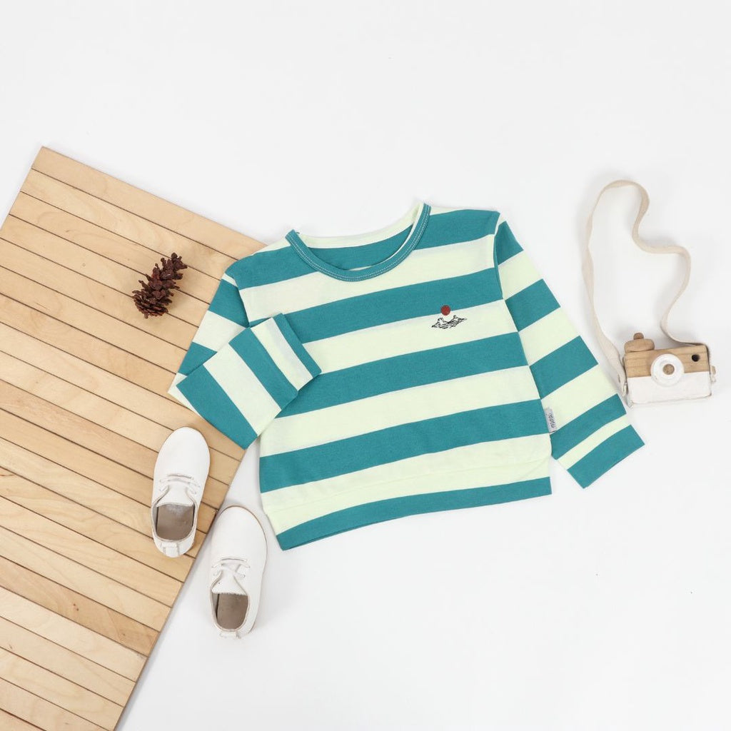 Mooi Kaos Anak Lengan Panjang Barrel Striped Top