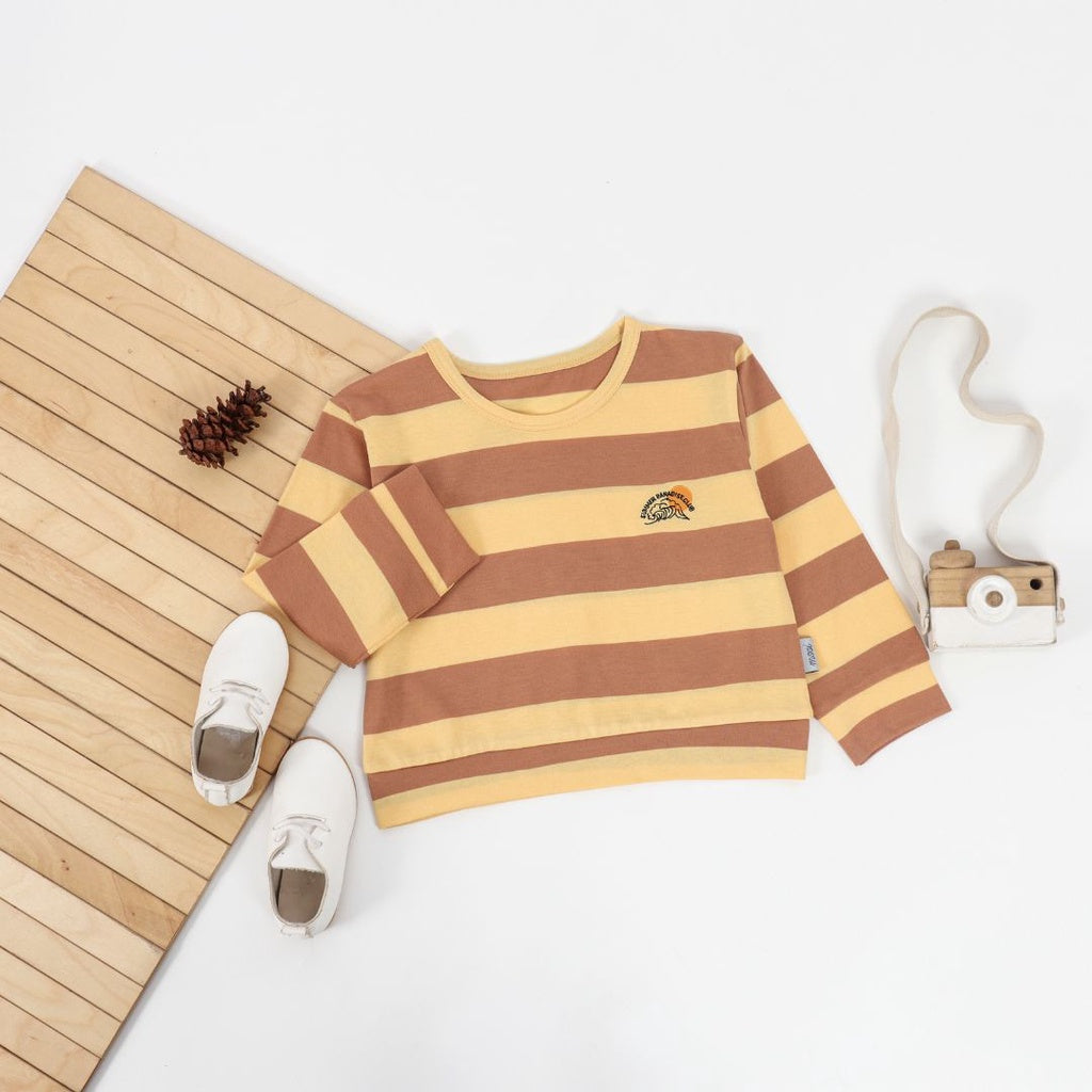 Mooi Kaos Anak Lengan Panjang Barrel Striped Top