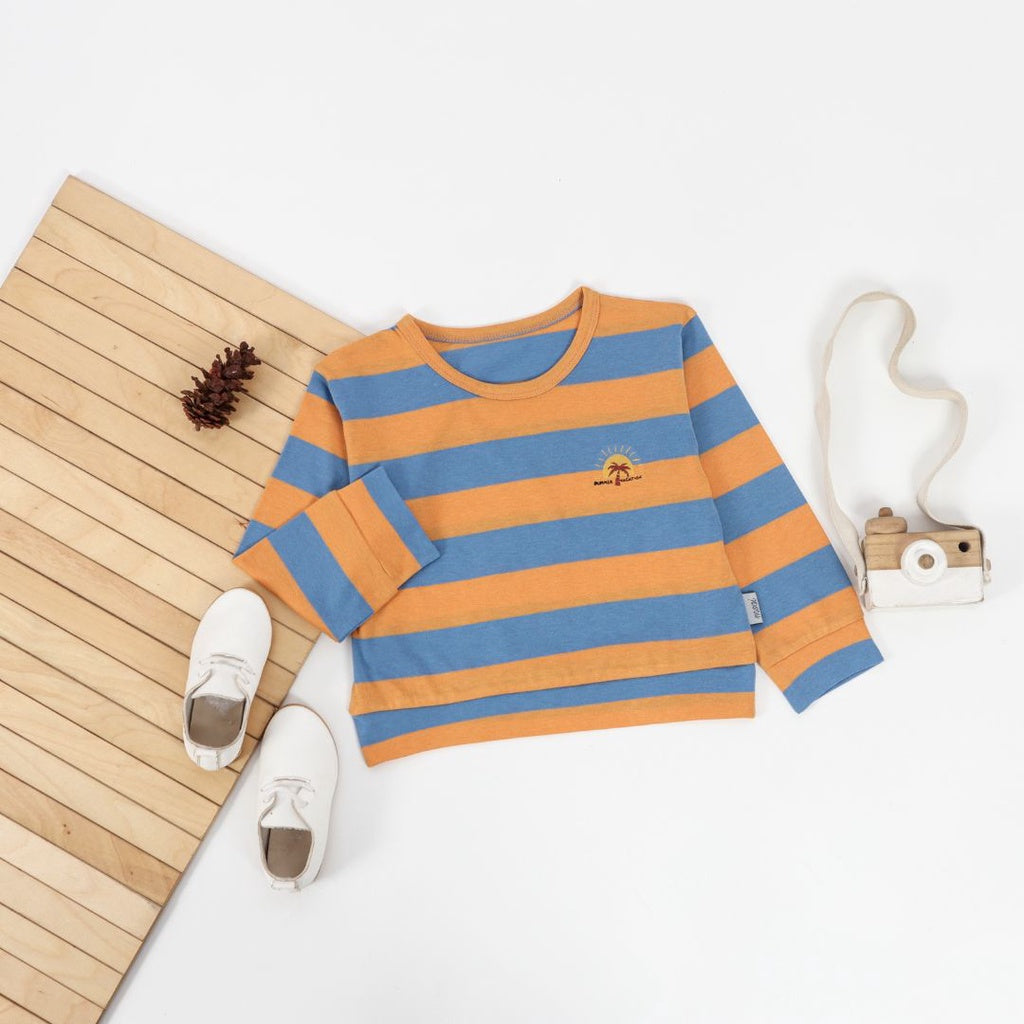 Mooi Kaos Anak Lengan Panjang Barrel Striped Top