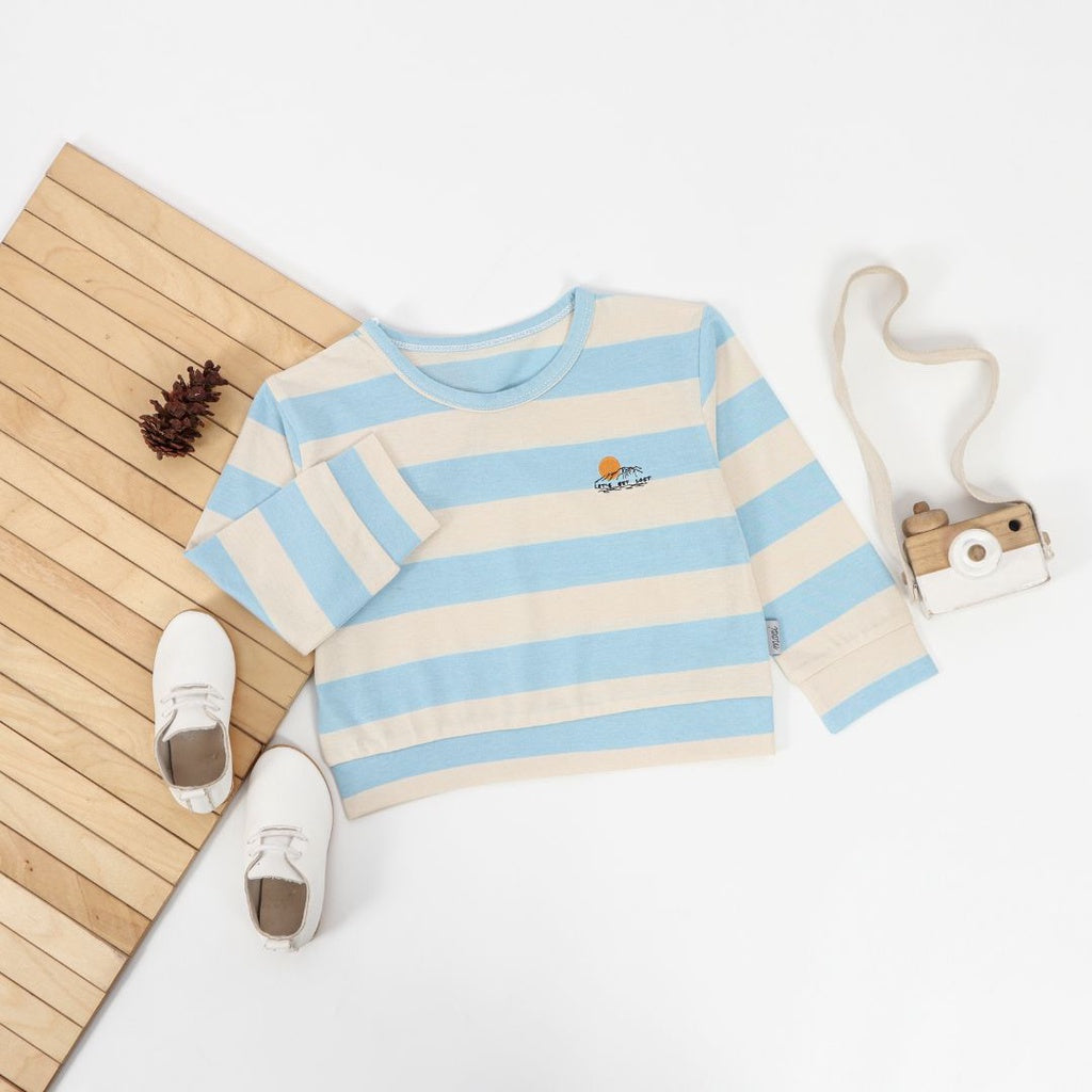Mooi Kaos Anak Lengan Panjang Barrel Striped Top