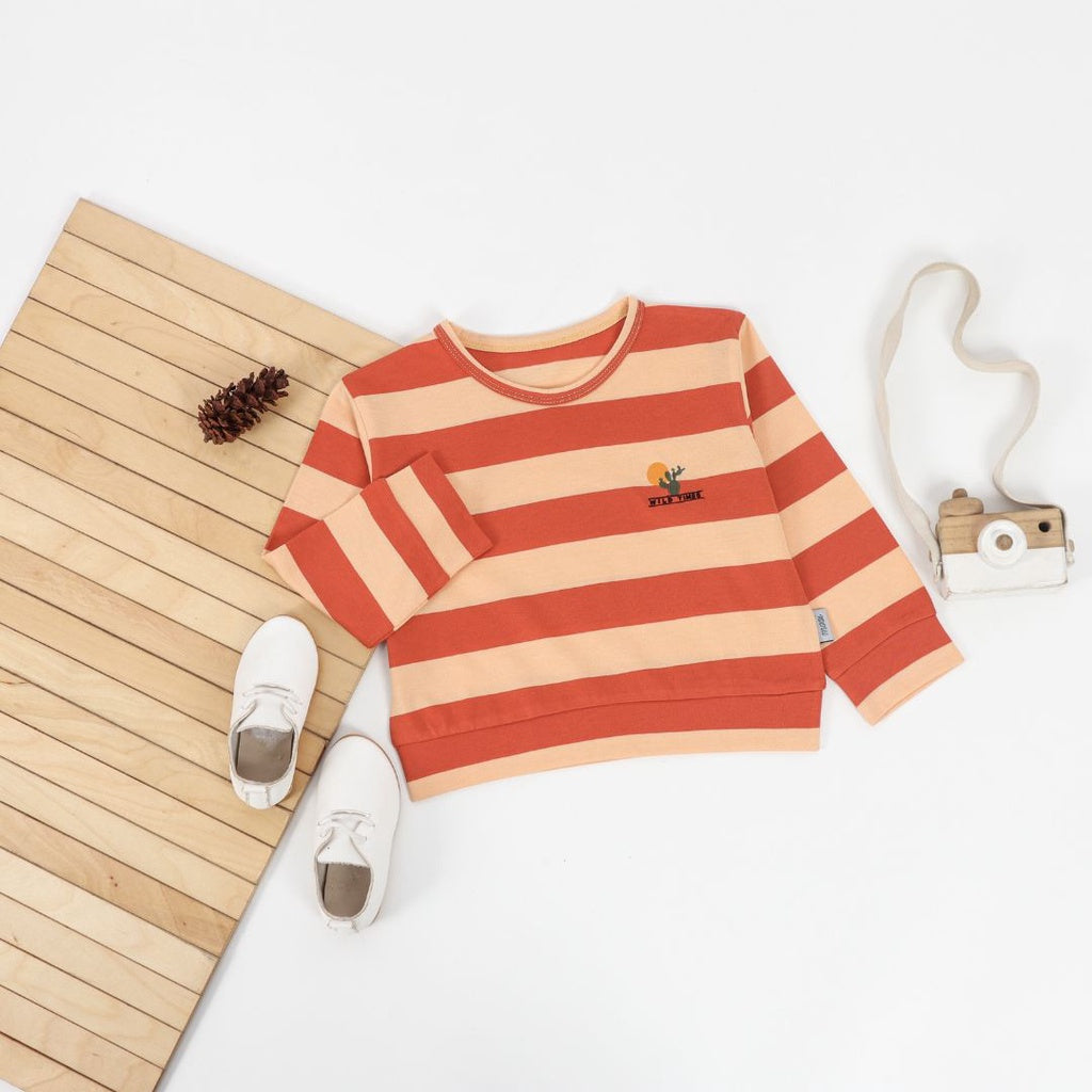 Mooi Kaos Anak Lengan Panjang Barrel Striped Top