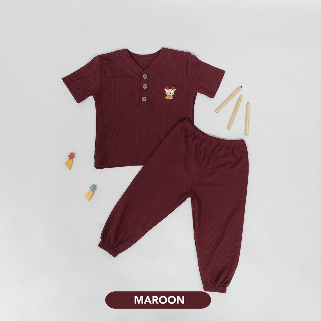 Mooi Setelan Anak Unisex Waffle Knit Set