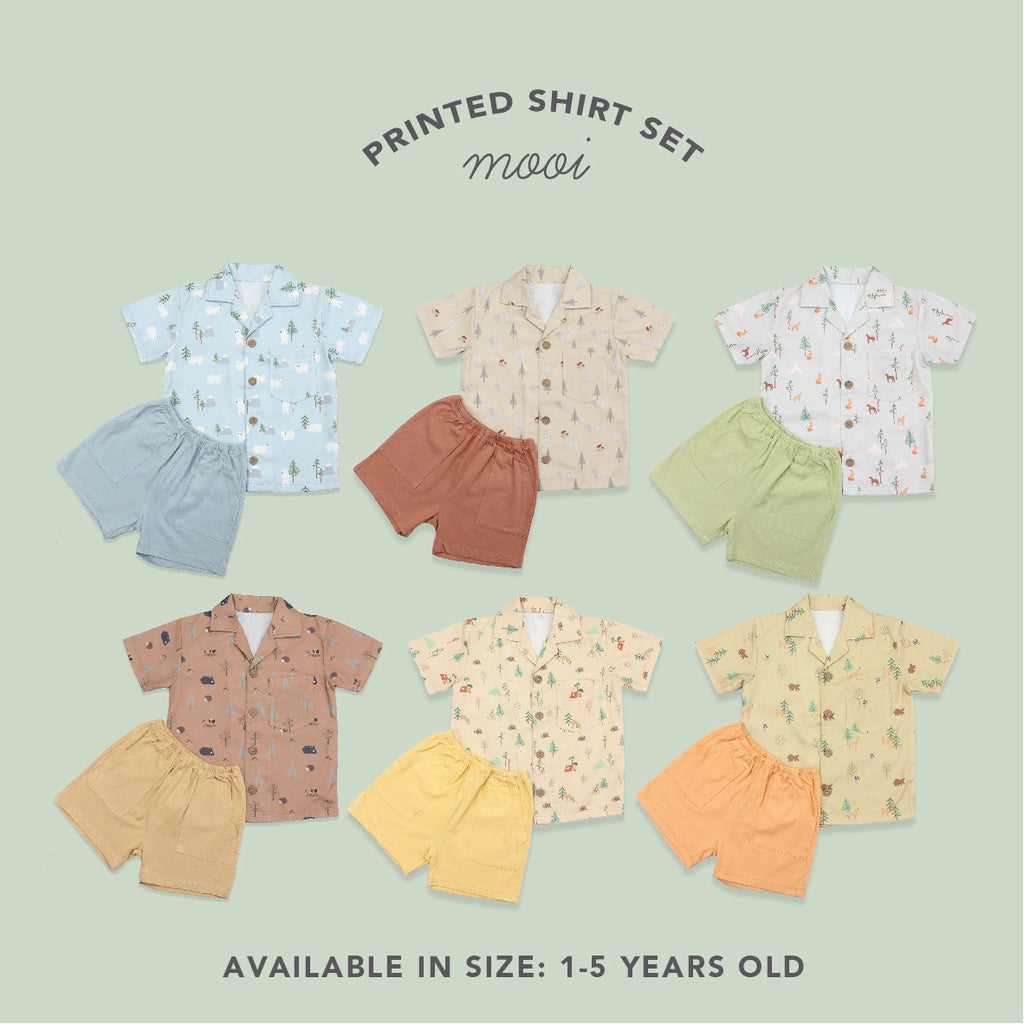 Mooi Setelan Anak Laki-laki Kemeja Anak Printed Shirt Set