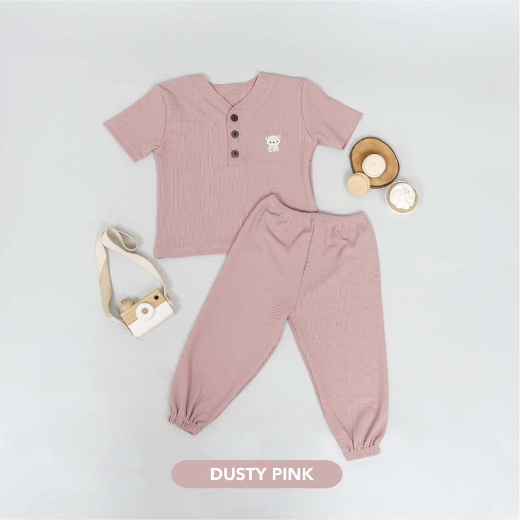 Mooi Setelan Anak Unisex Waffle Knit Set