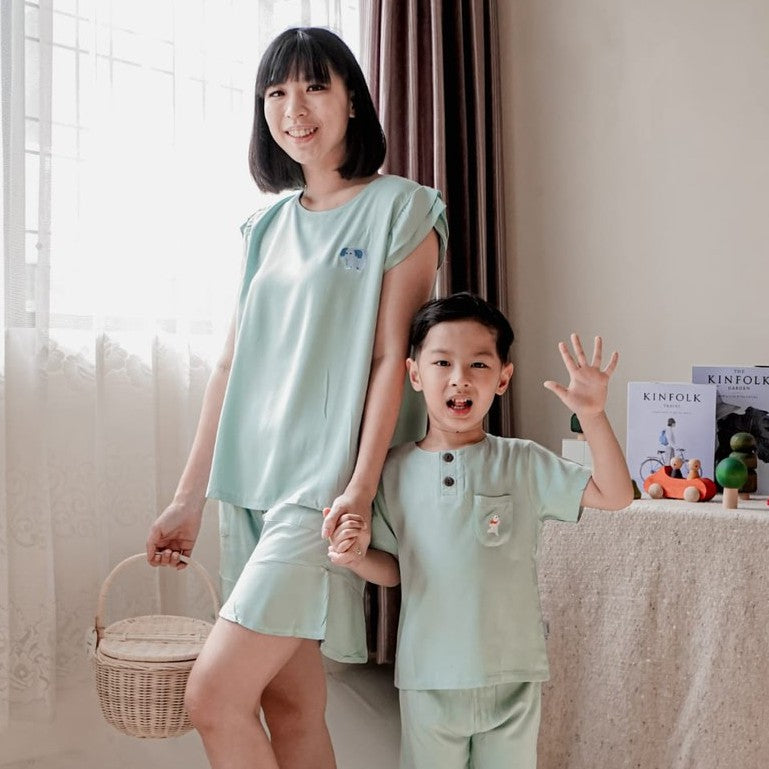 Mooi Setelan Piyama Wanita Kika Ruffle Set (MOM)