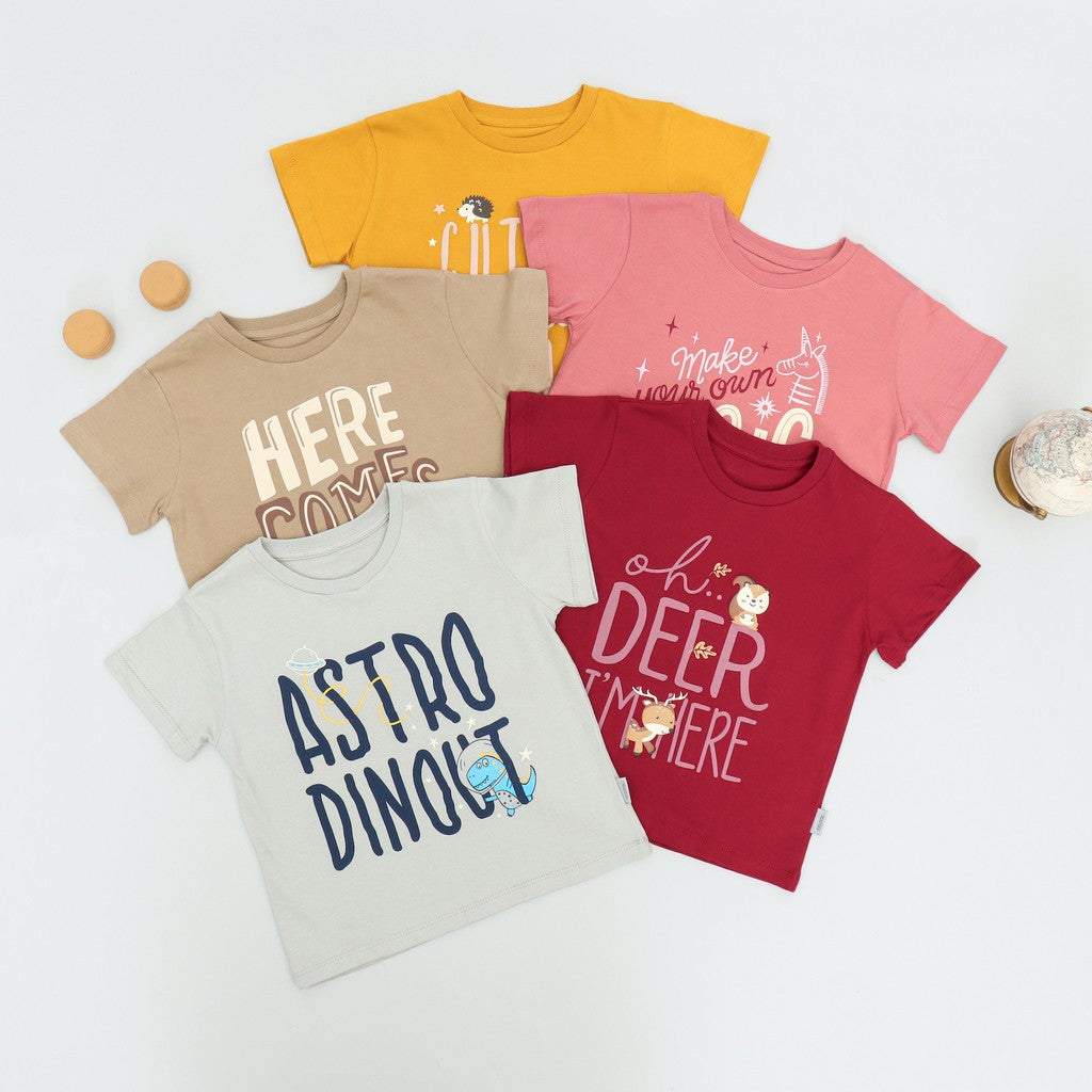 Mooi Kaos Anak Laki-laki Graphic Tee Brown Tractors