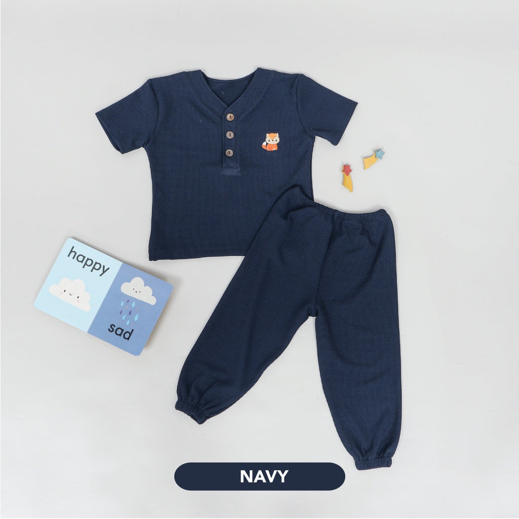 Mooi Setelan Anak Unisex Waffle Knit Set