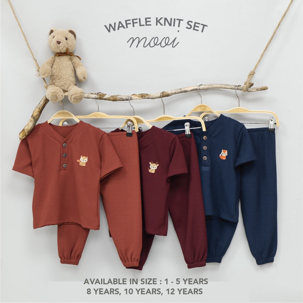 Mooi Setelan Anak Unisex Waffle Knit Set