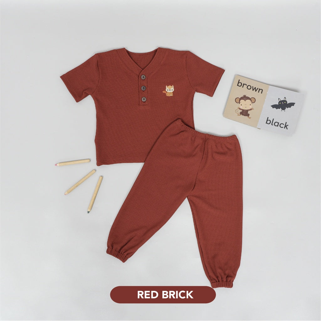 Mooi Setelan Anak Unisex Waffle Knit Set
