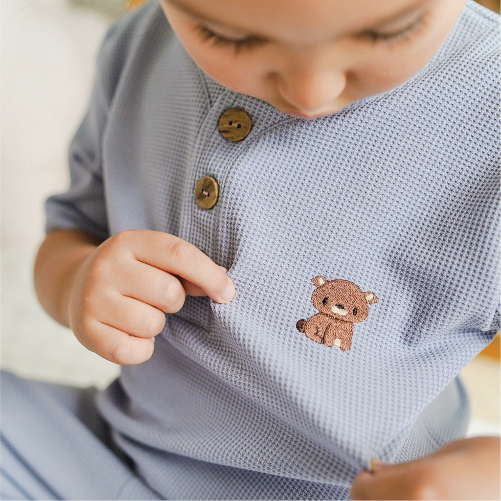 Mooi Setelan Anak Unisex Waffle Knit Set