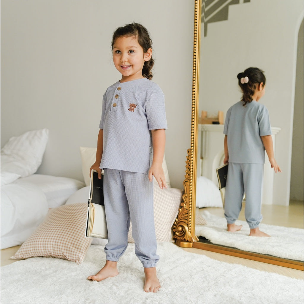 Mooi Setelan Anak Unisex Waffle Knit Set