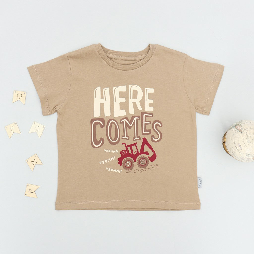 Mooi Kaos Anak Laki-laki Graphic Tee Brown Tractors