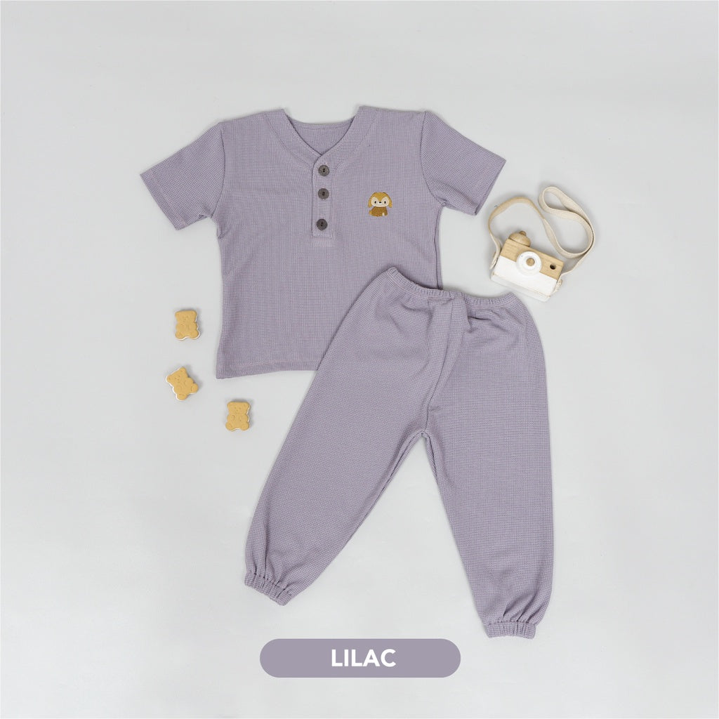 Mooi Setelan Anak Unisex Waffle Knit Set