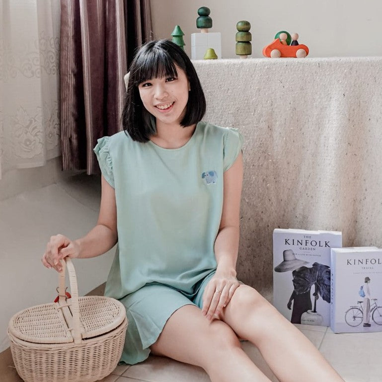 Mooi Setelan Piyama Wanita Kika Ruffle Set (MOM)