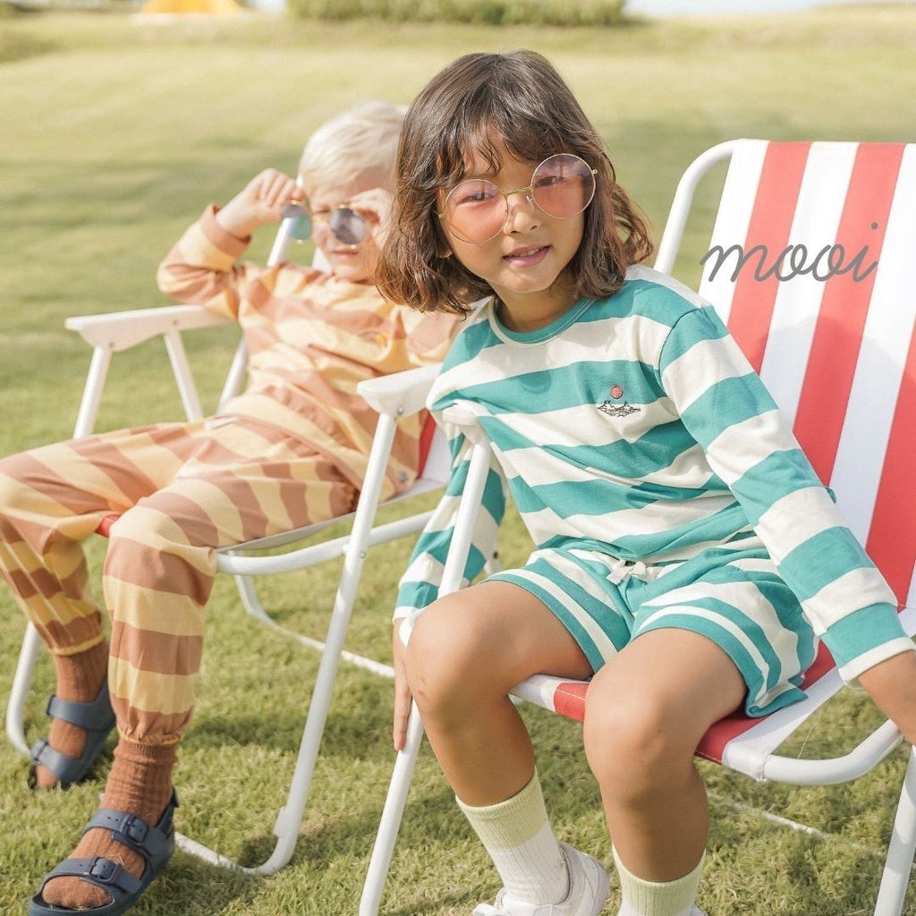 Mooi Kaos Anak Lengan Panjang Barrel Striped Top