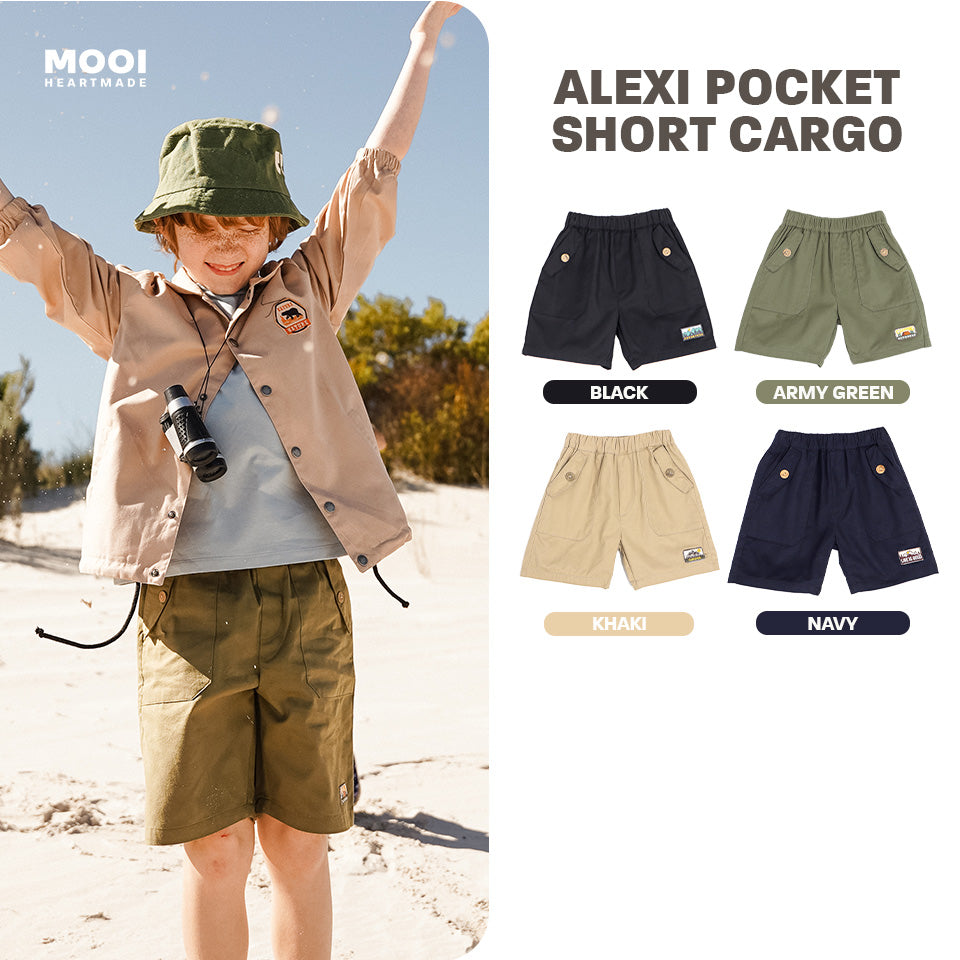 Mooi Celana Pendek Chinos Cargo Anak Alexi Pocket Short Cargo Chinos