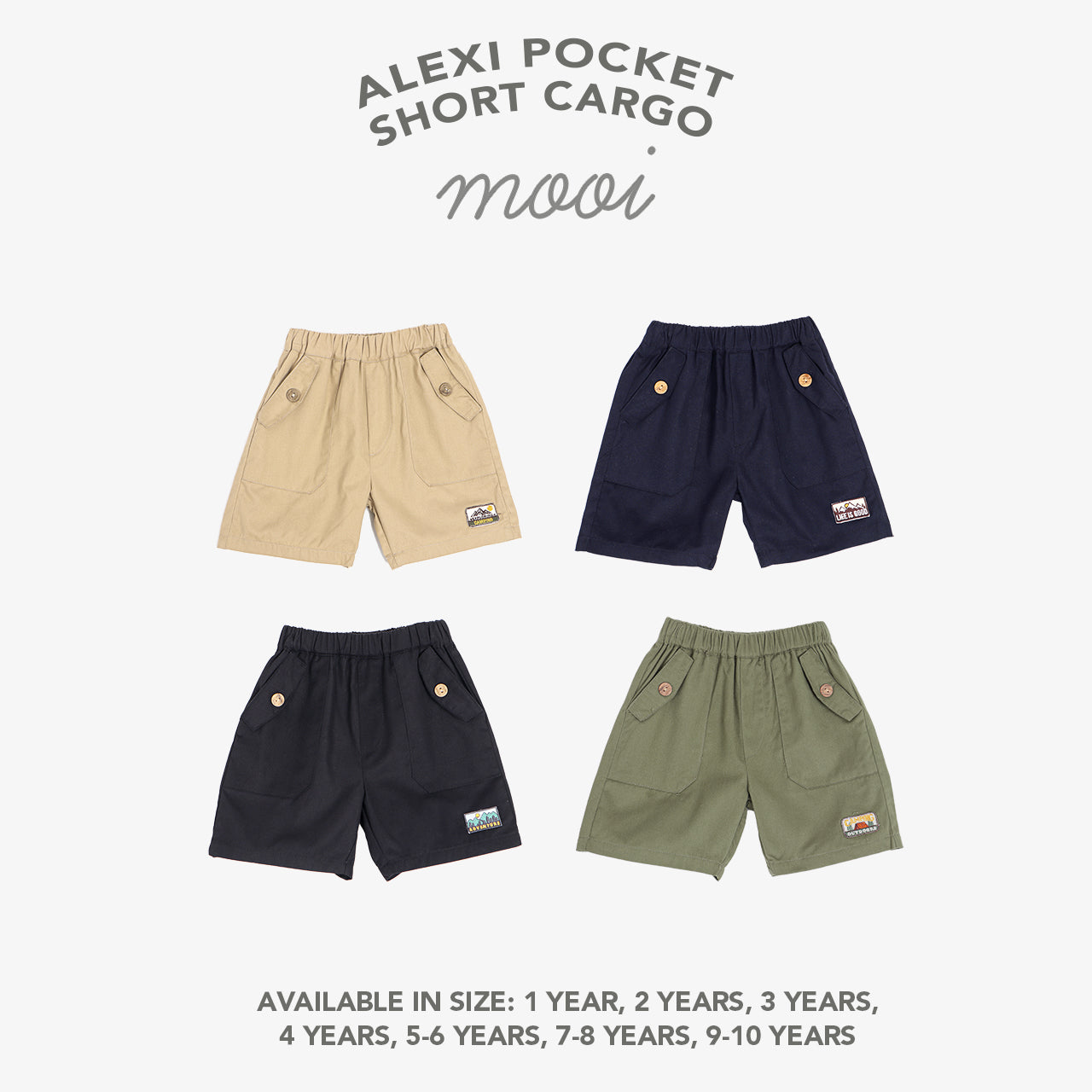 Mooi Celana Pendek Chinos Cargo Anak Alexi Pocket Short Cargo Chinos