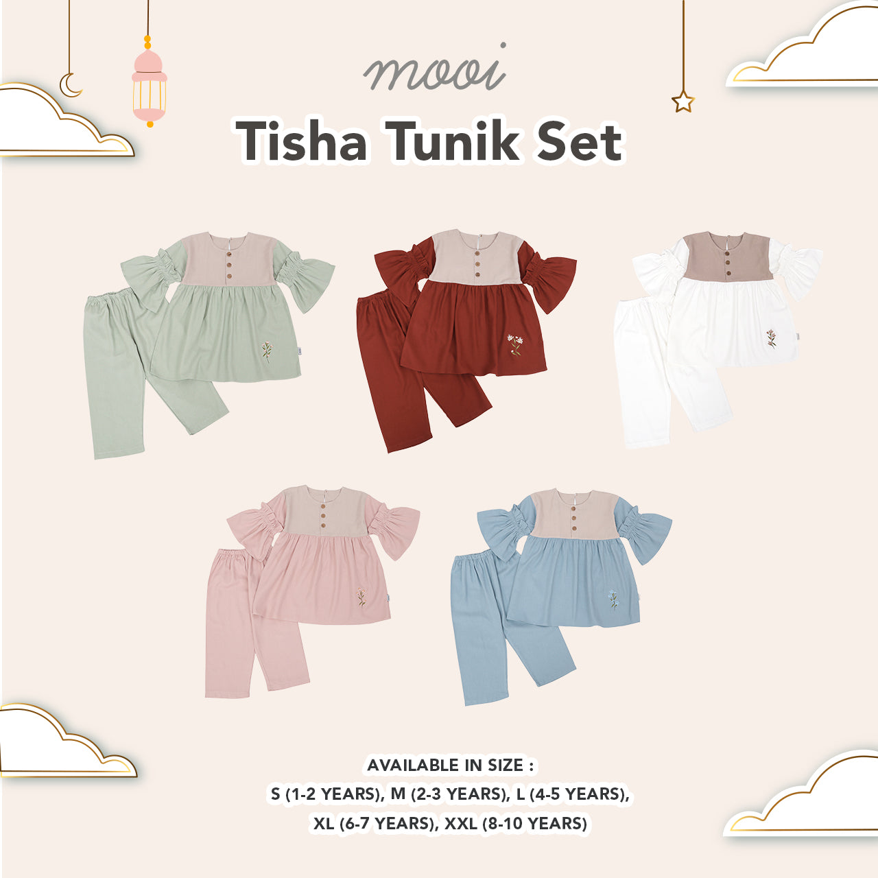Mooi Setelan Anak Perempuan Raya Collection Tisha Tunik Set