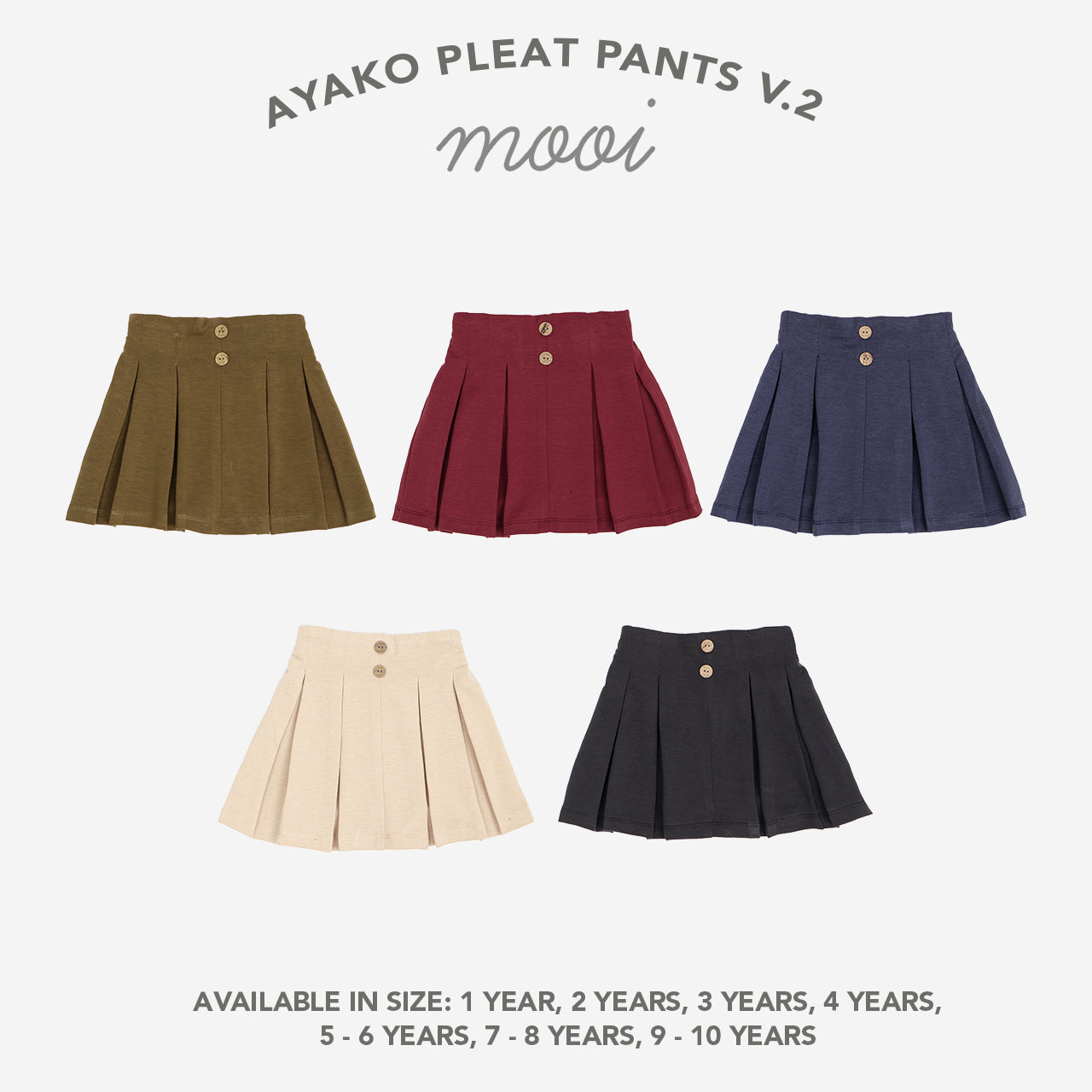 Mooi Rok Celana Anak Perempuan Ayako Skort Pleat Pants