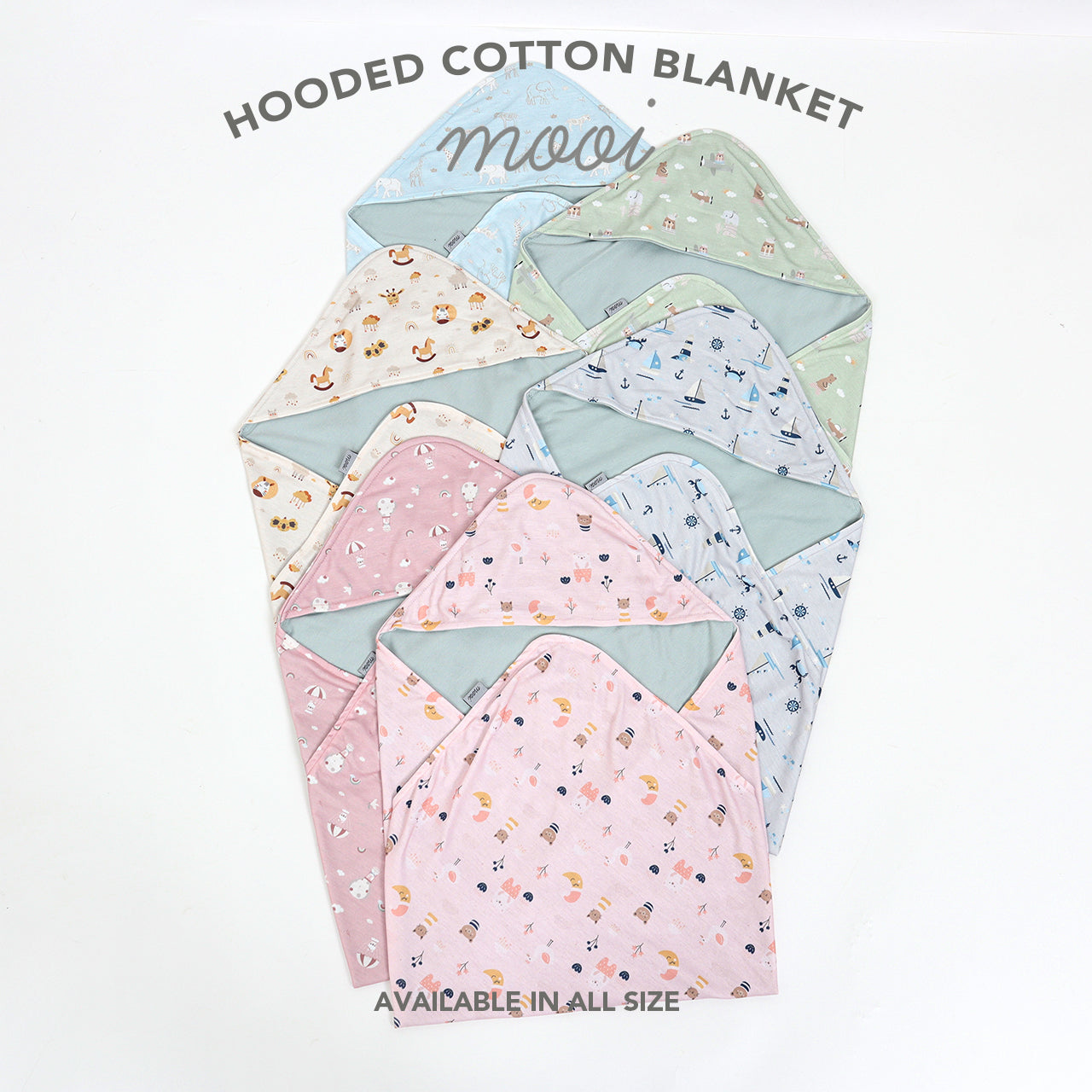Mooi Hooded Cotton Blanket Selimut Topi Bayi