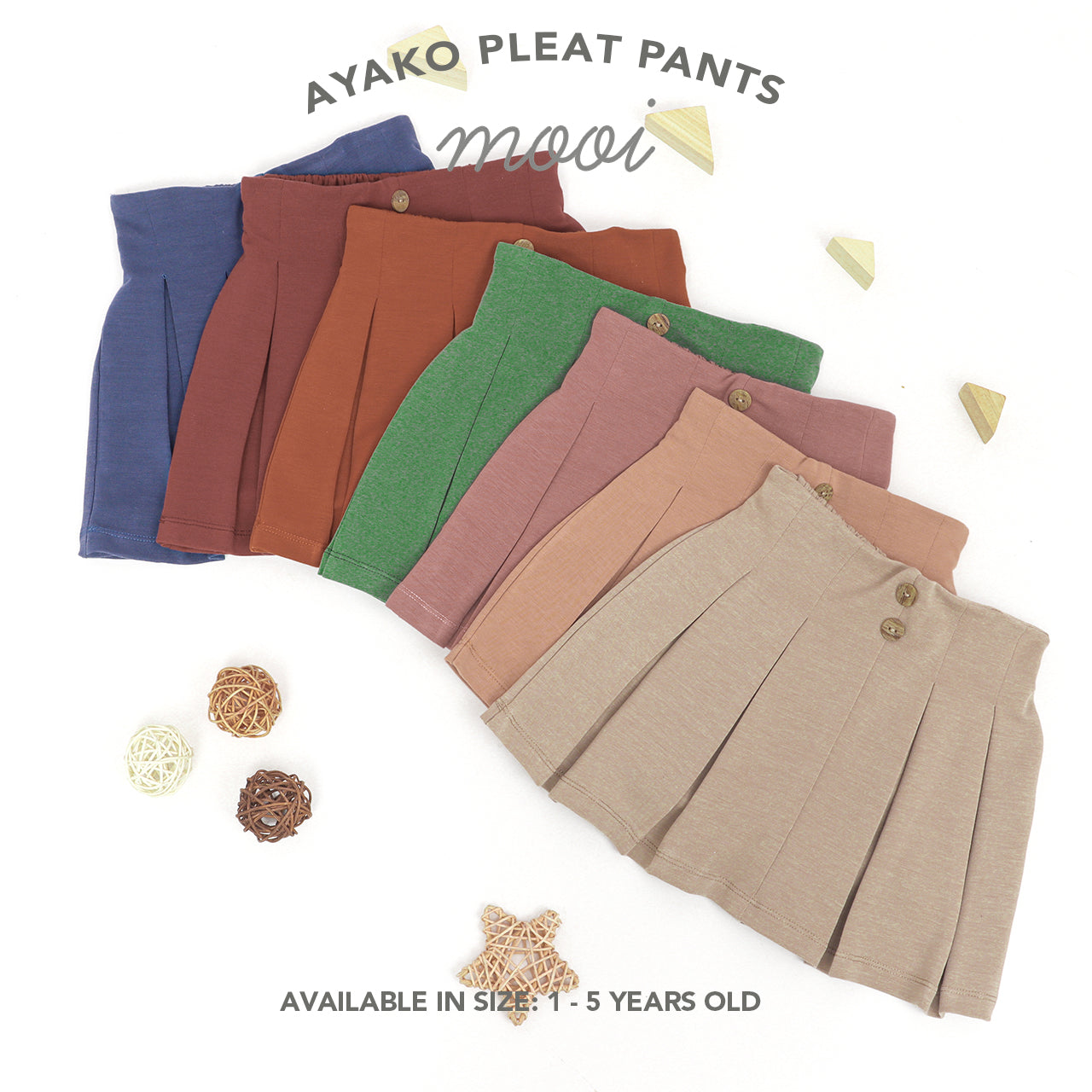 Mooi Rok Anak Perempuan Ayako Pleat Pants V1